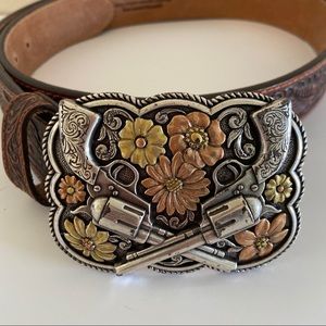 Tony Lama western pistol buckle belt